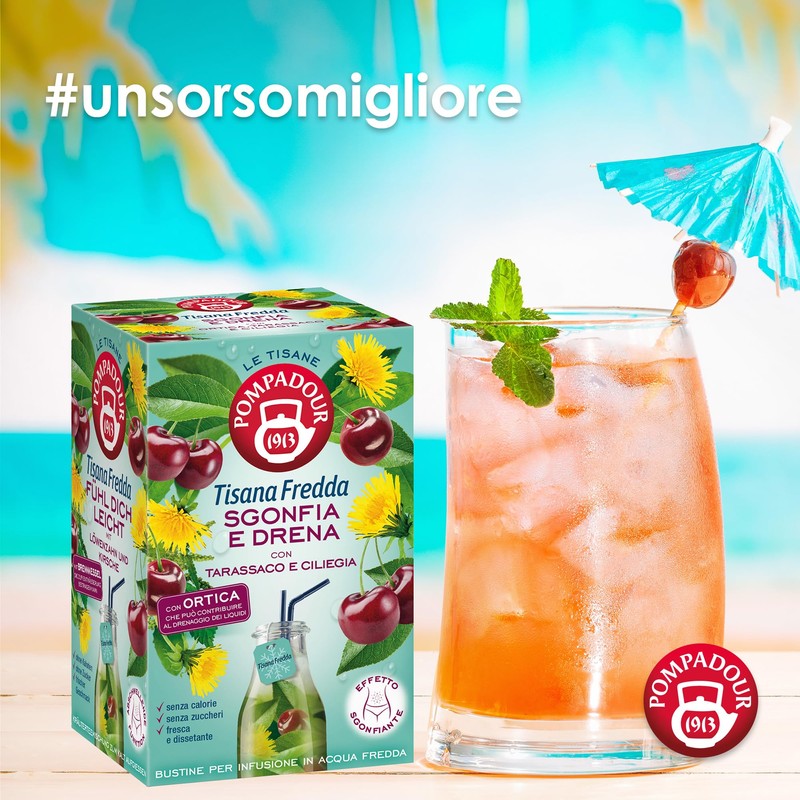 Pompadour, Tisana Fredda Sgonfia e Drena, 54 Filtri (3 Confezioni