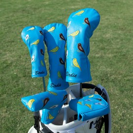 Golf Club Headcovers Birdie Golf Wood Covers Set Golf Driver Covers Fairway Wood Utility Hybrid Headcovers Aliennana Premium Leather for Women Men Black Gold Fashion