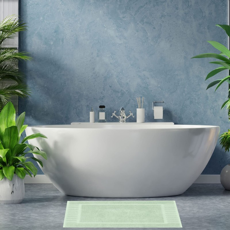 White Classic Luxury Bath Mat Floor Towel Set - Absorbent