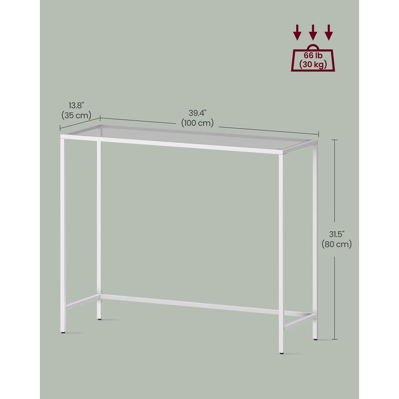 VASAGLE Entryway Table, Console Table, Tempered Glass Tabletop, Modern Sofa