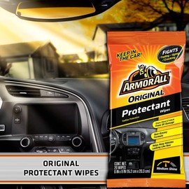 Armor All Original Protectant Wipes, Interior Car Cleaning Wipes with UV Protection Against Cracking and Fading, 20 Count