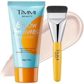 Iluminador Corporal Glow Shimmer, Brillo Natural Tipo Sun-Kissed, Fórmula Ligera y Resistente a la Transferencia, con Aroma a Vainilla y Caramelo Tropical (01 Champán Suave)
