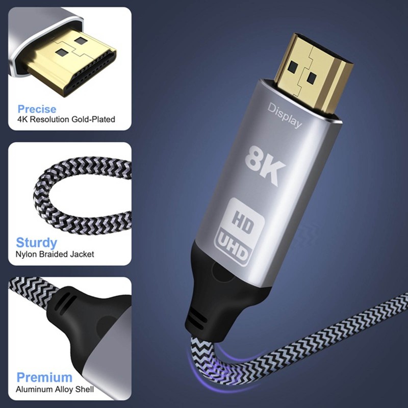 DisplayPort 1.4 to HD Multimedia Interface 2.1 Adapter Cable 8K