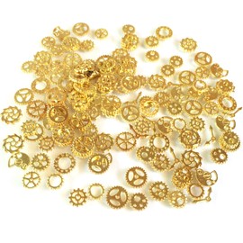 Stores Club Small Gear Approximately 120 Pieces, Resin Encapsulated Material, Gold, 0.7 oz (20 g), Charm, Accessory Parts, Handmade, Craft Material, Resin, No Gemstone