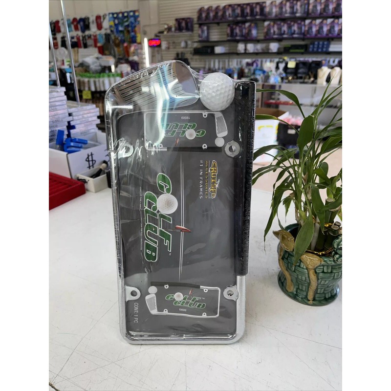 Golf Club/Ball Chrome License Plate Frame 2 Pack No Caps