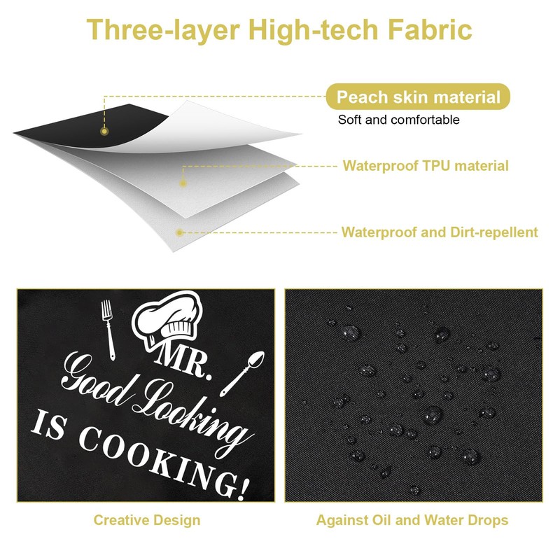 Xialvyu Funny Aprons for Men, MR Good Looking is Cooking,