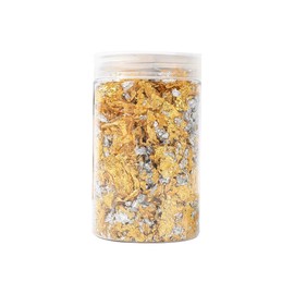 10 Grams Gold Leaf Flakes, Metallic Decorative Foil Flakes for Arts and Craft, Home Decoration, Gold/Silver