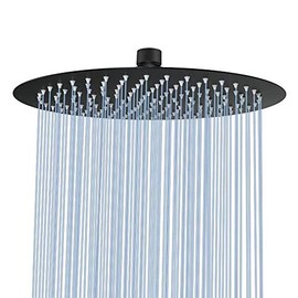 Cabezal de ducha, cabezal de ducha de lluvia de 12 pulgadas en negro mate, cabezal de ducha de acero inoxidable ultrafino ajustable con bola superior pulverizadora, 12'' Round