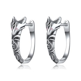 Fox Earrings Sterling Silver Hoop Earrings Fox Jewellery Gifts for Women