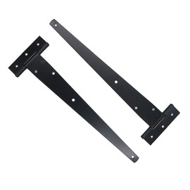 2 Pieces (12 inch) NUZAMAS T-Strap Heavy Duty Shed Hinges + Door Latch Set, Gate Strap Hinge, Door Barn Gates Hinges Black Wrought Hardware Iron Rustproof