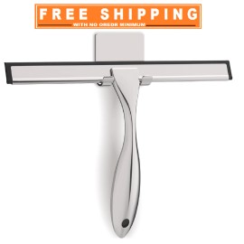 Unbranded All-Purpose Stainless Steel Shower Squeegee for Glass Doors with Adhesive Hooks