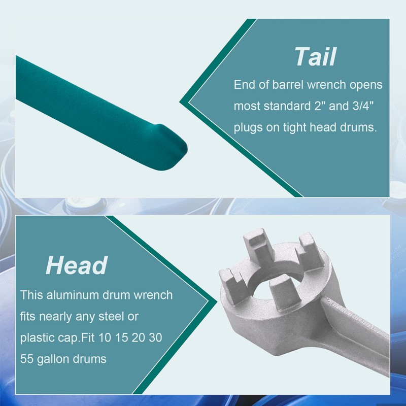 P1TOOLS Aluminum Drum Bung Wrench, Plastic Drum Plugs for Opener
