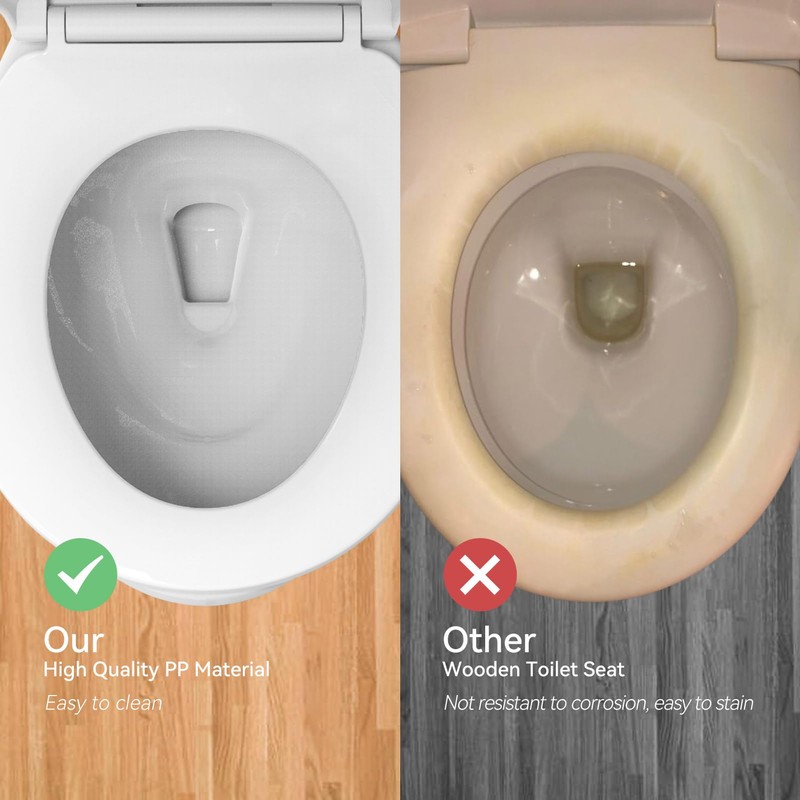 R&T Round Toilet Seat for Standard Toilet Bowl (16.5'') No-Slam