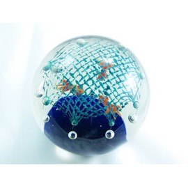 Tripact Inc M Design Art Handcraft Mix Swirls Fish Wrold Handmade Art Glass Paperweight