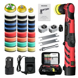 Blycorul Cordless Mini Polisher,1/1.5/2Inch,DA&RO with 11 Variable Speed 2500-6000 RPM,2.3Ah Rechargeable Battery,Red Car Detailing Micro Polisher