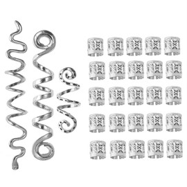 Juego de 28 accesorios para el cabello: espirales, cuentas para rastas, anillos para trenzas, pinzas, puños de metal, joyas para rastas, envolturas para el cabello, pinzas de serpiente para m