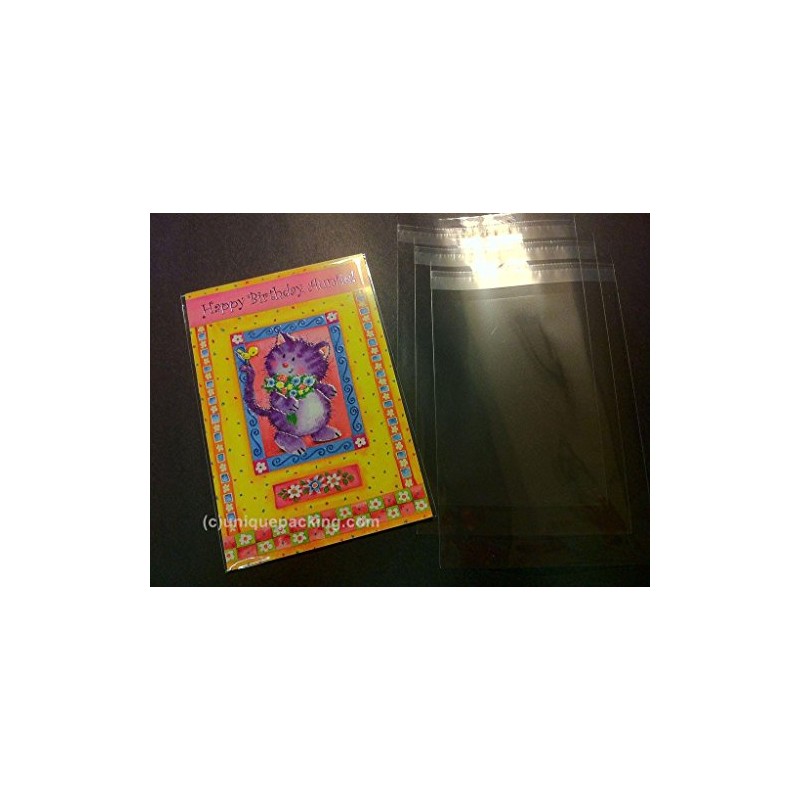 100 Pcs 5x7 Clear Resealable Cello/Cellophane Bags for Bakery Candy