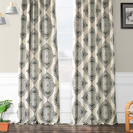 HPD Half Price Drapes Printed Room Darkening Curtains for Bedroom, Living Room 50 X 96, BOCH-KC27B-96 (1 Panel) Henna Black