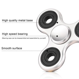 SCIONE Fidget Spinner Metal Sensory Fidget Toy, Cool Metal Stainless Hand Spinner Anxiety Stress Relief Party Bag Fillers for Kids Adults Silvery(Bearing Caps can be Disassembled Assembled)