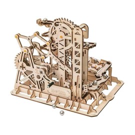 ROKR Marble Roller Coaster Clockwork Mechanical 3D Puzzle Game Woodcraft Construction Kit Adult Craft Set Puzzle Present (Tower Coaster)