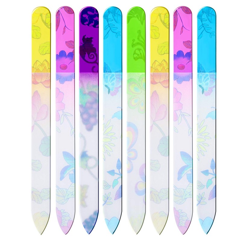 Mudder 8 Pack Glass Nail Files with Cases Double-Sided Crystal