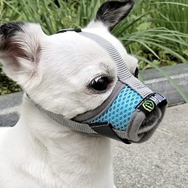 MoiiLavin Extra Small Dog Muzzle XS for Grooming Barking Chewing, Barkless Soft Mesh Muzzles to Prevent Eating Poop Things,Best for Aggressive Dogs (Grey-Blue)