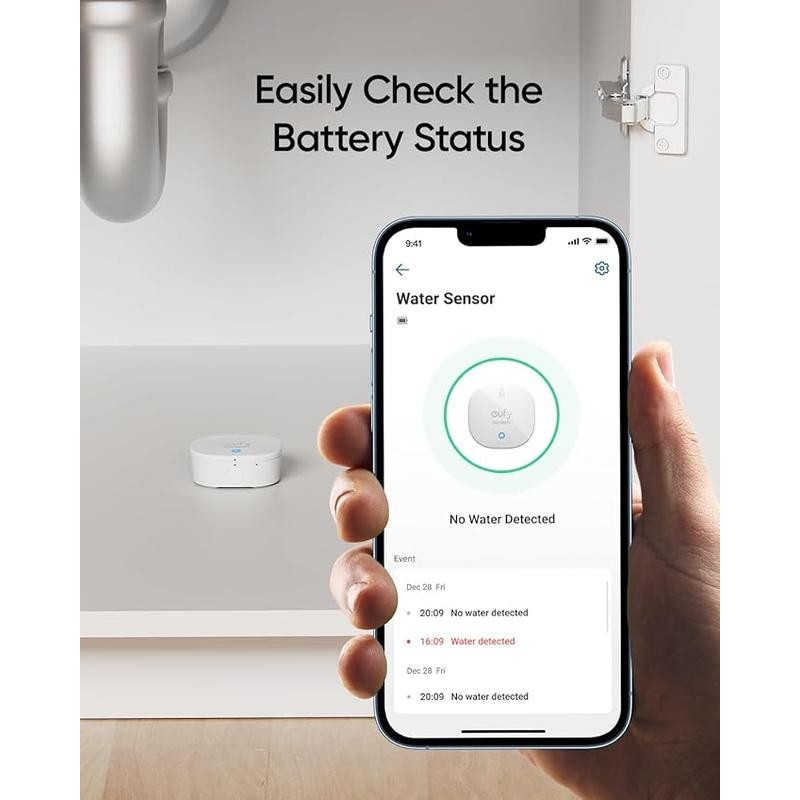 eufy Security Water and Freeze Sensor with Remote Alerts, IP65