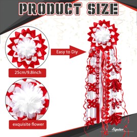 Suncalla 2 Pcs 10 Inch Homecoming Mum Flower Silk Homecoming Accessories Kit DIY Mum Supplies Crafts for Back to School Week Celebrations Party Holiday Outdoor Decorations(Red)