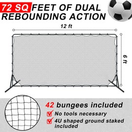 Outus 12 x 6 ft Soccer Rebounder Net Portable Soccer Rebounder Board Soccer Rebound Wall Volleyball Rebounder Net Soccer Training Equipment for Football Tennis Volleyball Practicing