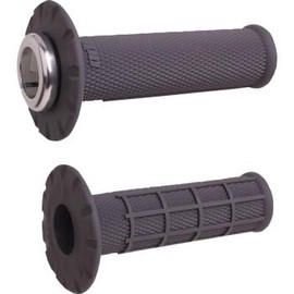 ODI Universal Lock-ON Grips Half-Waffle Graphite/Silver - E-Moto MX