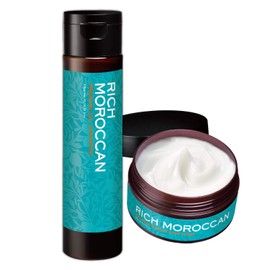 Rich Moroccan Set of 2 [Shampoo 300ml + Hair Mask, 7.1 oz (200 g), Argan Oil (Made in Japan), Hair Pack, Salon, Moist