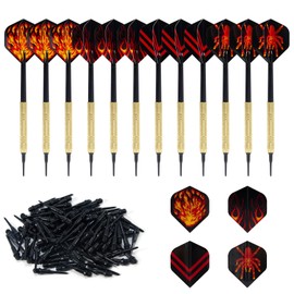 Cheerhom 12 pieces darts with plastic tip, soft darts set, for electronic dartboard, darts, professional soft darts, 100 plastic dart tips for replacement