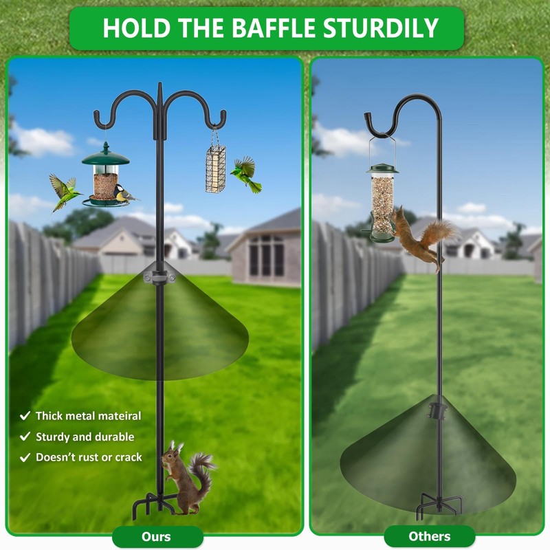 Metal Squirrel Baffle Bracket for Bird Feeder Pole, Heavy Duty
