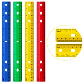 Chuangdi 20 Pieces 12 Inch Rulers Bulk Plastic Colorful Rulers for Kids Student Classroom School Office (Colorful,6 Hole)