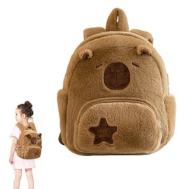 MeYuxg Capybara Backpack, 30 cm Capybara Cuddly Toy Backpacks, Cute Capybara Bag with Shoulder Straps, Khaki Plush Backpack, Suitable for Parties, School, Comic Exhibitions, b, 30
