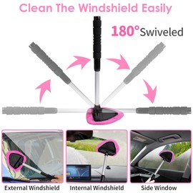 Viewsun Windshield Cleaner Tool, 17Pcs Pink Car Interior Cleaning Kit, Detailing Kit Cleaner, Detailing Brush, Cleaning Gel, Inside Cleaning Supplies Accessories for Women Girl Gift