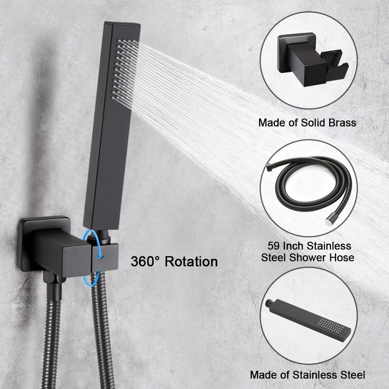 POP SANITARYWARE Matte Black Shower Faucet Set with Tub Spout