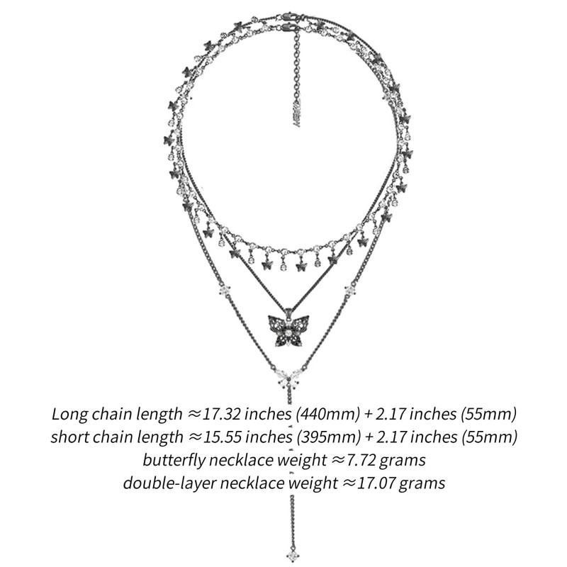 Exquisite hollow butterfly pendant necklace personality multi-layered necklace retro fashionable