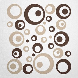 WANDfee® Wall Tattoo, Circles, Dots, 50 Stickers, Colour Choice For Children's Bedroom, Living Room, Hallway, Bathroom, Kitchen, Tile Stickers, brown