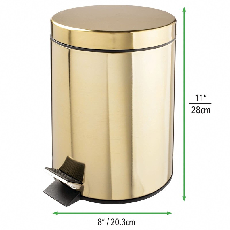 mDesign Metal Steel/Plastic Toilet Bowl Brush/Holder and Round 1.3 Gallon/5L