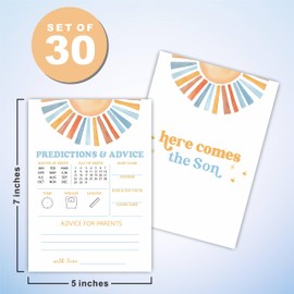 Retro Sunshine Predictions & Advice Baby Shower Game Kit - Here Comes The Sun - 30 Double-Sided Fill In Game Cards For Baby Shower, Gender Reveal Party Favor, Activity & Supplies - A02