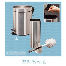 Home & Style 859090 2 Piece Bathroom Set Pedal Bin 3 litres, 24.5 x 17 cm 24.5 x 9.4 cm Toilet Brush in Colour Box