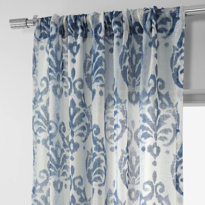 HPD Half Price Drapes SHCH-PS18042-84 Printed Faux Linen Sheer Curtain