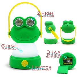 Outdoor Equipment LED Camping Lantern & Headlamp Set for Kids, FANT.LUX Battery Powered Night Light for Emergency, Hurricane, Lightweight Tent Lamp for Children (Frog Set)