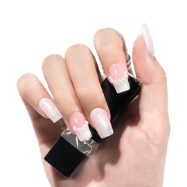 L'UGX Milky White Glitter Gel Nail Polish 15ML Neutral Sparkle Sheer Gel Polish U V Jelly Translucent Natural French Gel Nail Color for DIY Manicure at Home Salon Holiday Gifts for Women