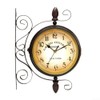 Antique Wrought Iron Wall Clock, Round Wall Hanging Double Sided