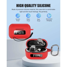 for TOZO NC9 2024 Case Cover, Full Protective Silicone Skin Cover for TOZO NC9 2024 Released,with Keychain & Lanyard and Cleaner Kit, Front LED Visible, Red