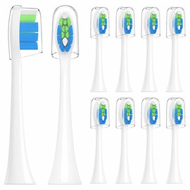 Replacement Heads Compatible with Auraglow Sonus Electric Toothbrush,for Auraglow Electric Toothbrush,with Cover Cap,10 Pack (White, Medium)