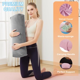 TokSay Yoga Bolster Pillow for Restorative Yoga - Meditation Pillow with Velvet Cover, Filled with Foam