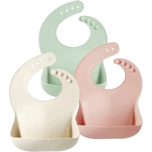 PandaEar Silicone Baby Bibs Set of 3 for Toddlers, BPA